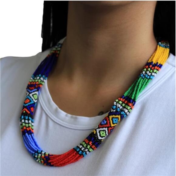 Handmade in South Africa beaded intricate necklace